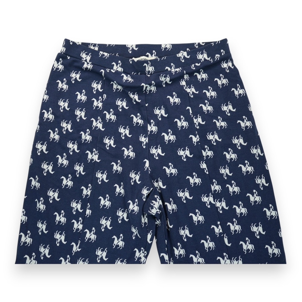 NWT Anthropologie Porridge Knit Wide Leg Pants‎ XL Navy Equestrian Horse Print - Picture 3 of 4